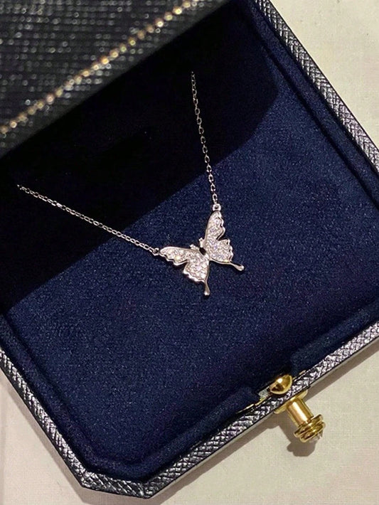 1 Pieza Collar De Cuello De Mariposa De Acero Inoxidable Para Mujeres