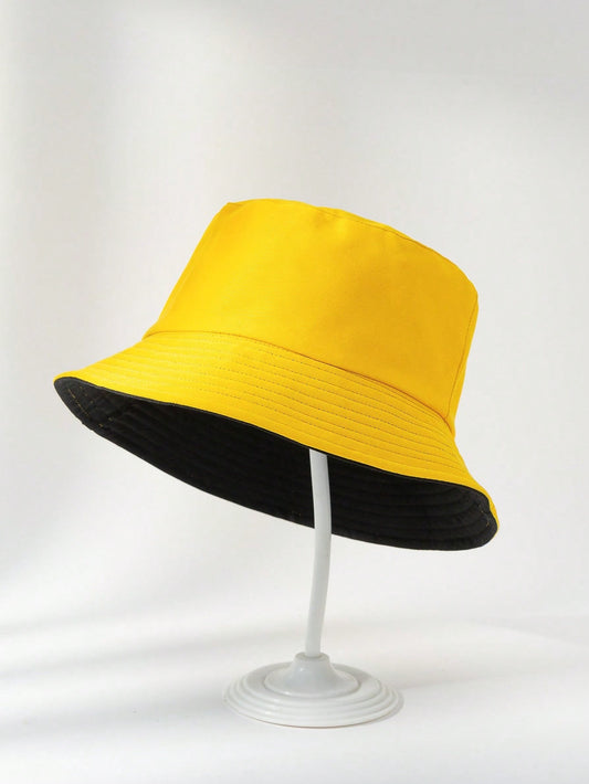 1 Pieza Sombrero De Cubo Con Protección Solar De Doble Cara, Color Sólido