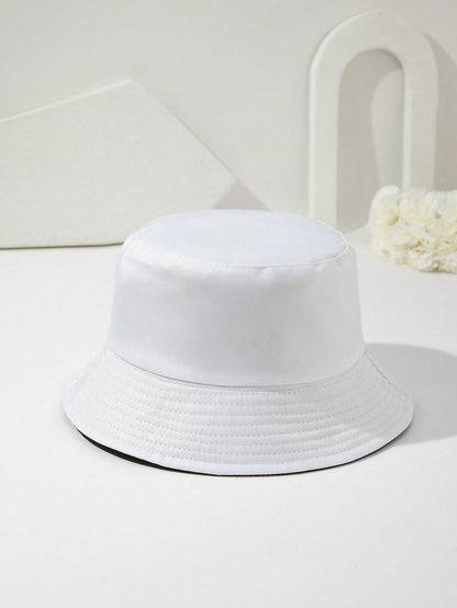 1 Pieza Sombrero De Cubo Con Protección Solar De Doble Cara, Color Sólido