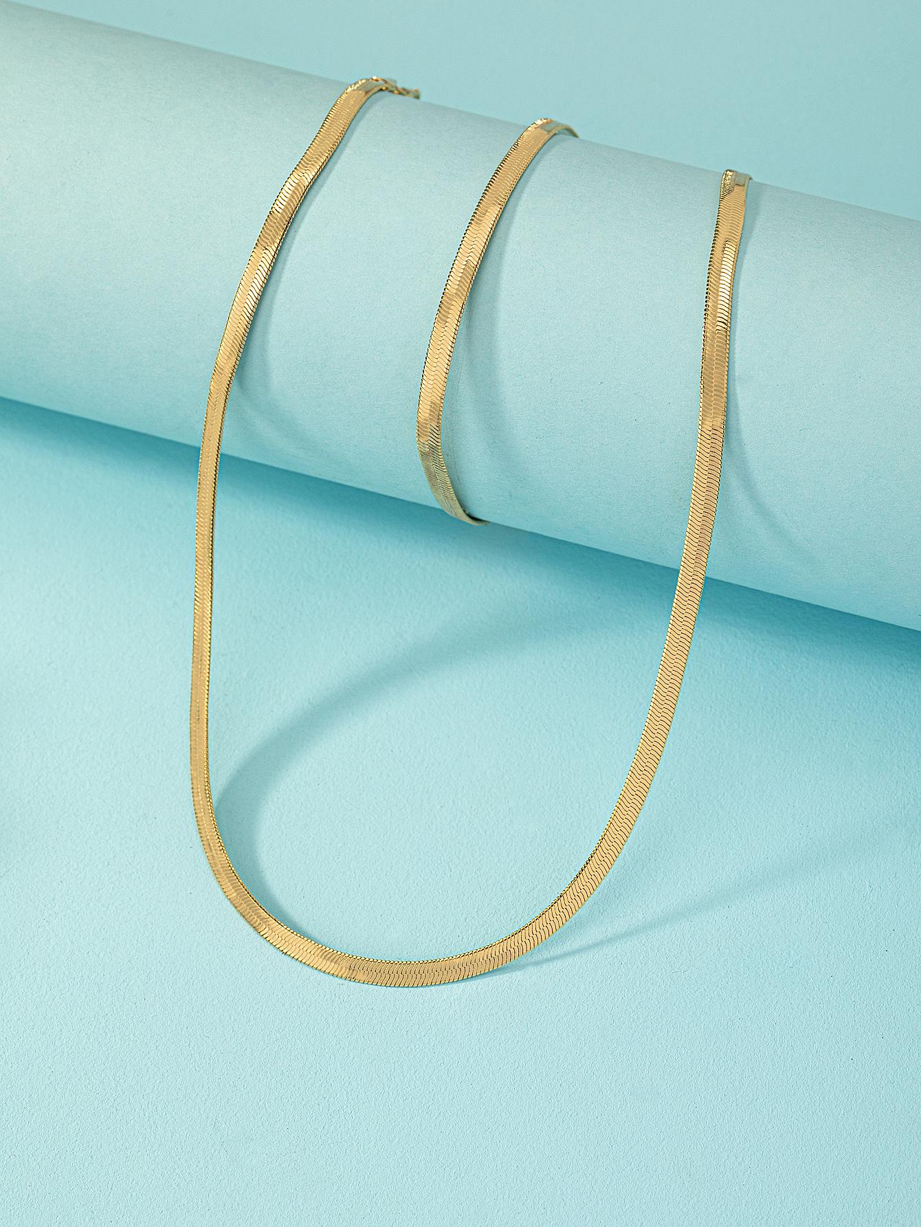 1 Set de Conjunto de Joyas de Brazalete y Collar de Cadena de Metal Minimalista para Mujer