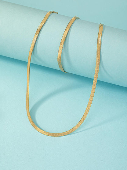 1 Set de Conjunto de Joyas de Brazalete y Collar de Cadena de Metal Minimalista para Mujer