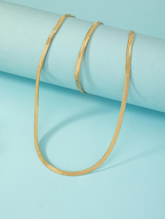 1 Set de Conjunto de Joyas de Brazalete y Collar de Cadena de Metal Minimalista para Mujer