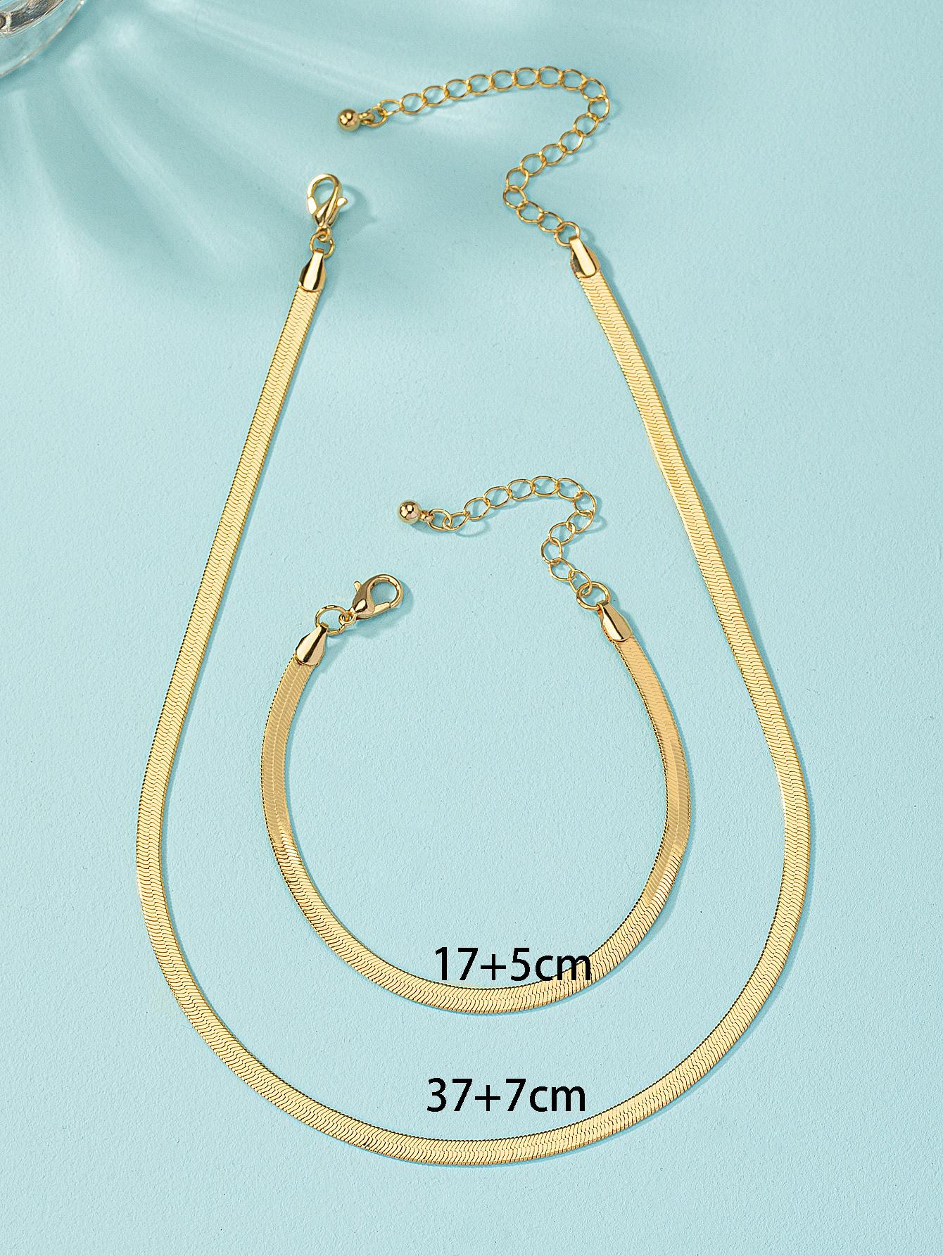 1 Set de Conjunto de Joyas de Brazalete y Collar de Cadena de Metal Minimalista para Mujer
