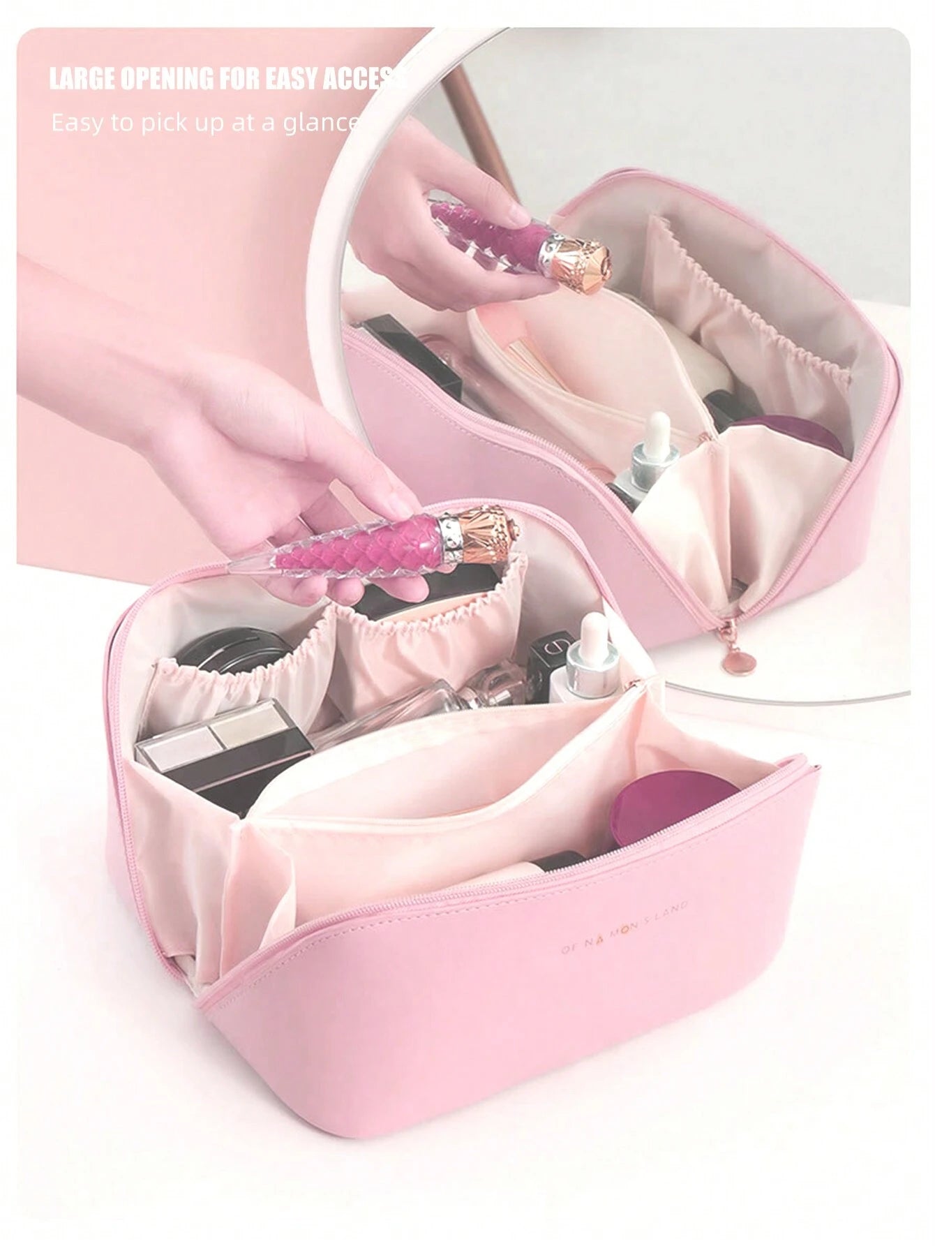 1 bolsa de cosméticos con forma de nube rosa, bolsa de artículos de tocador de viaje multifuncional con ranura para cepillo, organizador de maquillaje portátil, fácil de limpiar Black Friday.