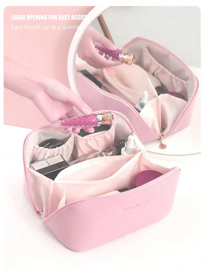 1 bolsa de cosméticos con forma de nube rosa, bolsa de artículos de tocador de viaje multifuncional con ranura para cepillo, organizador de maquillaje portátil, fácil de limpiar Black Friday.