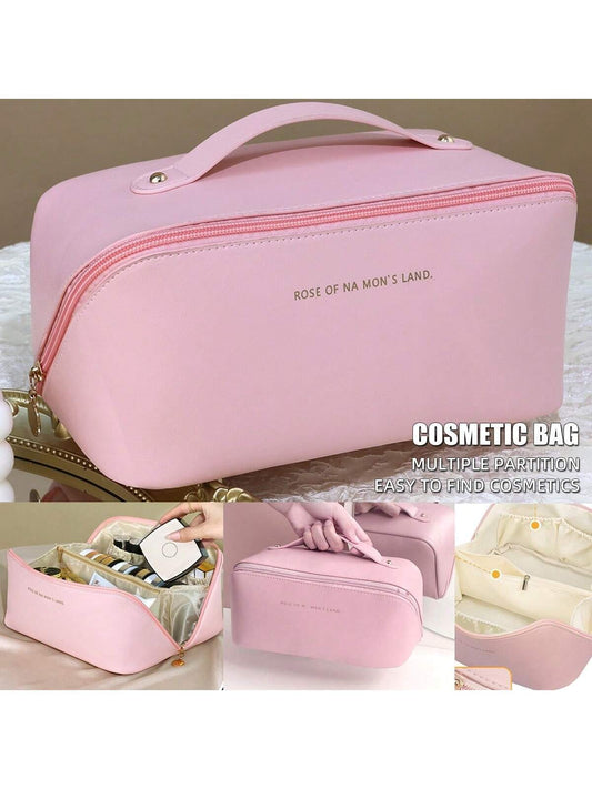 1 bolsa de cosméticos con forma de nube rosa, bolsa de artículos de tocador de viaje multifuncional con ranura para cepillo, organizador de maquillaje portátil, fácil de limpiar Black Friday.