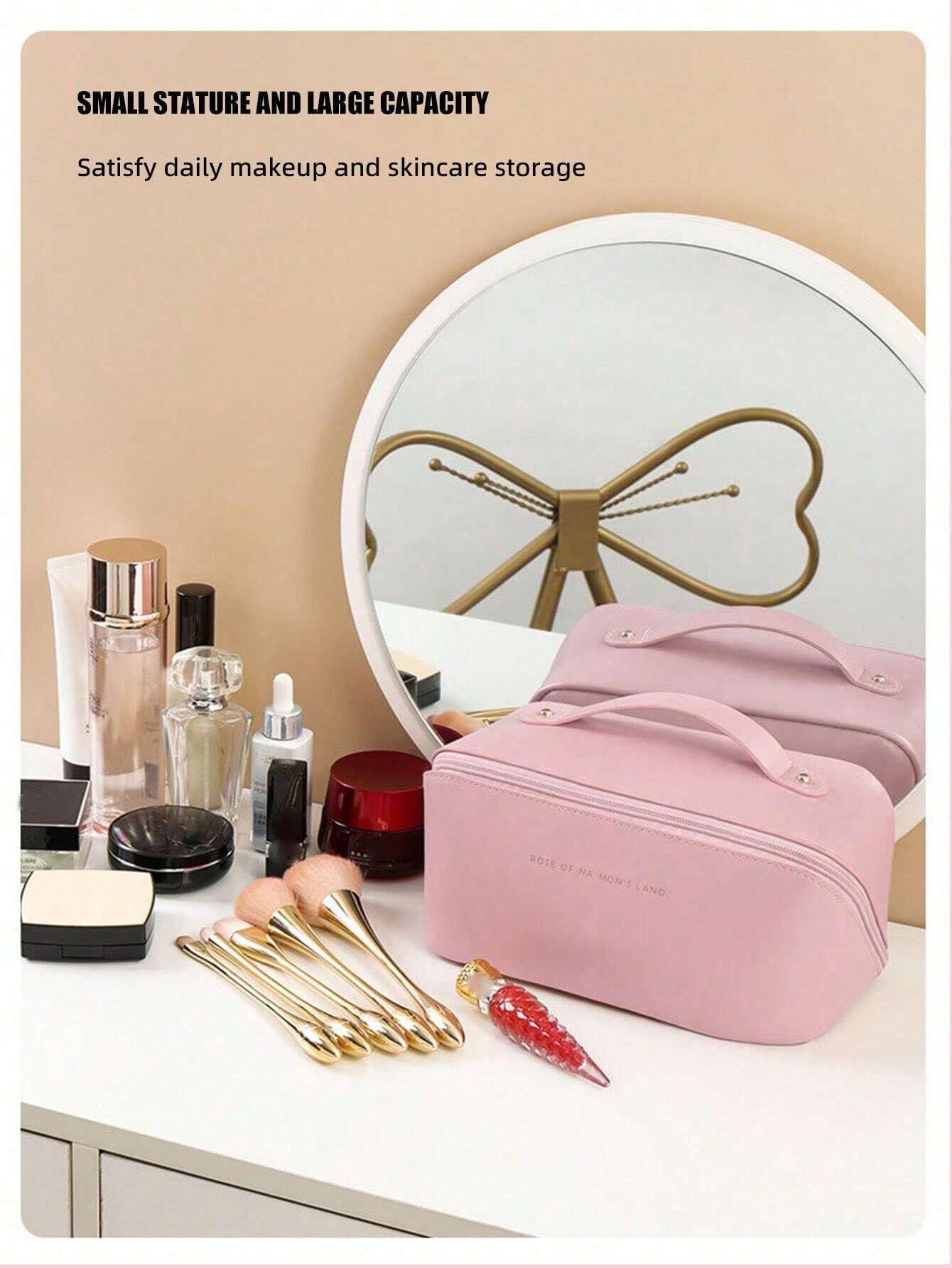 1 bolsa de cosméticos con forma de nube rosa, bolsa de artículos de tocador de viaje multifuncional con ranura para cepillo, organizador de maquillaje portátil, fácil de limpiar Black Friday.