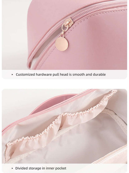 1 bolsa de cosméticos con forma de nube rosa, bolsa de artículos de tocador de viaje multifuncional con ranura para cepillo, organizador de maquillaje portátil, fácil de limpiar Black Friday.
