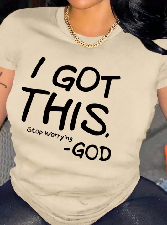 SHEIN EZwear Camiseta De Manga Corta Con Letras Impresas Para Mujer
