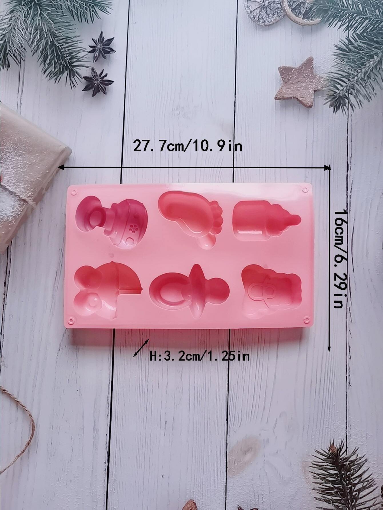 1 molde de silicona para jabón con temática de baby shower, botella de leche 3D y huella de coche, molde para fondant, decoración de pasteles, herramientas para hornear para chocolate, azúcar, dulces, decoración de magdalenas, arcilla polimérica.