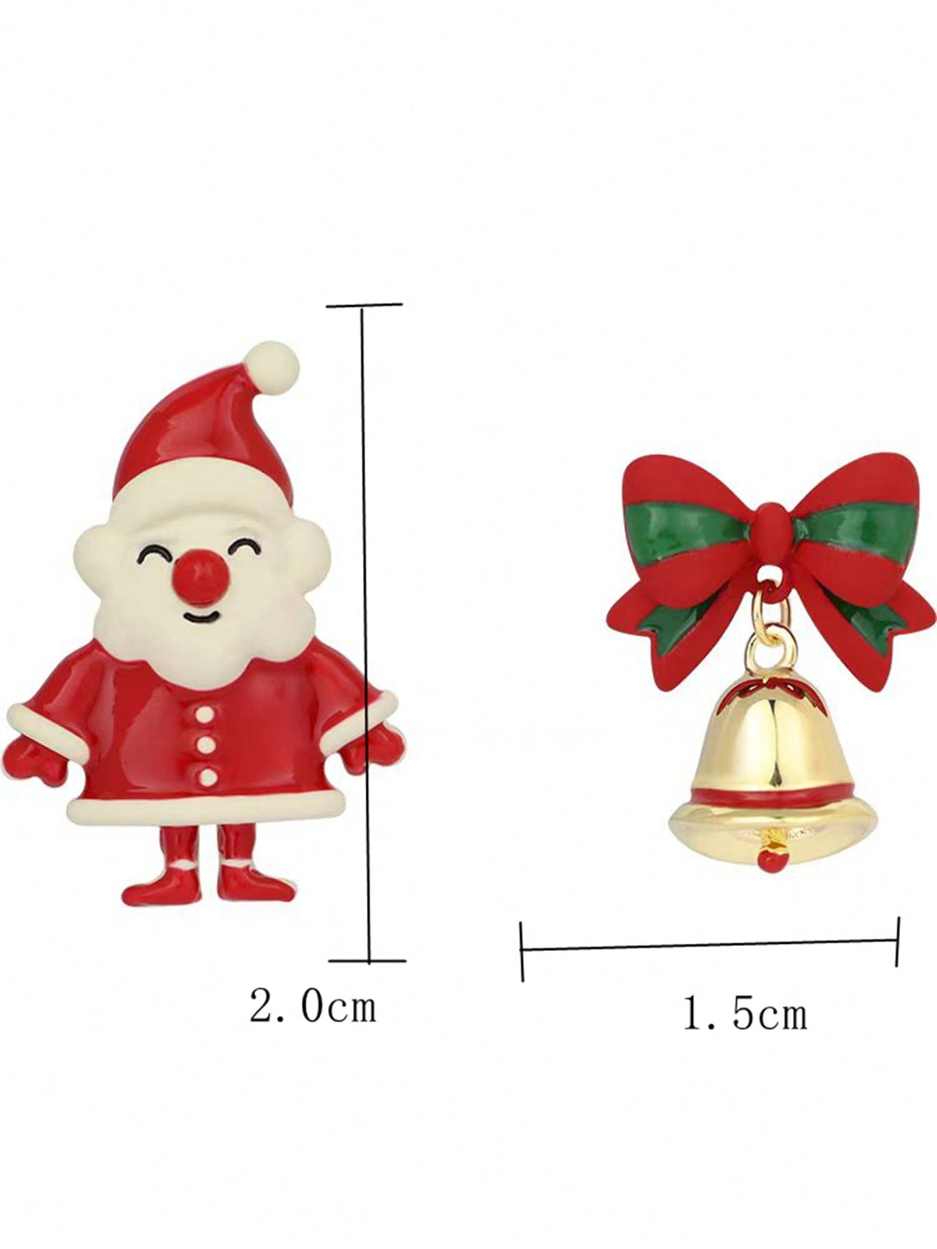 1 par (2 piezas) de pendientes con diseño asimétrico de campana de Papá Noel, accesorios de pendientes con temática navideña para mujeres, regalo de Navidad