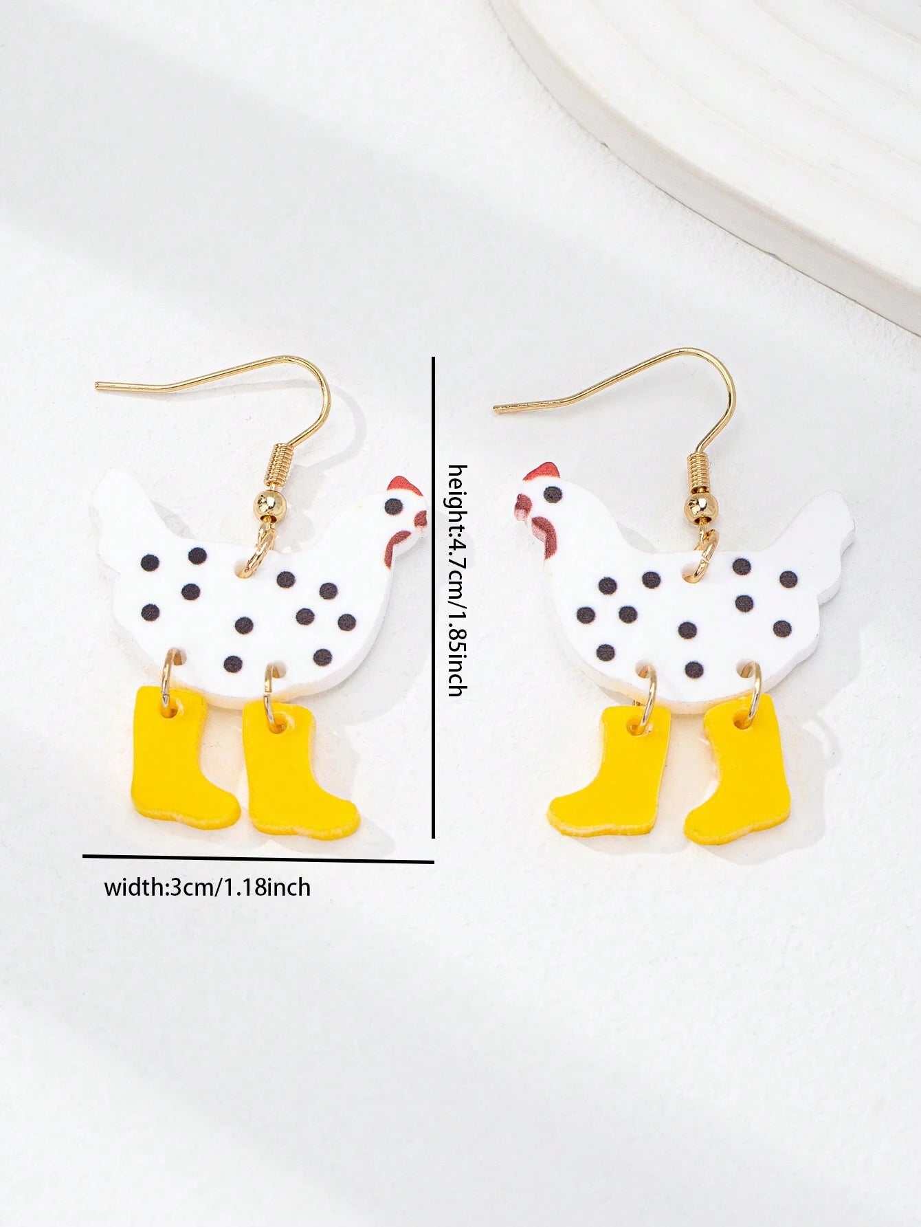 1 par de aretes con forma de gallinas granja lindas con botas