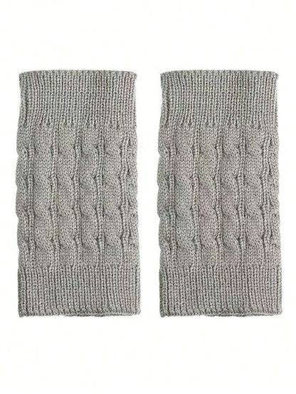 1 par de calentadores de piernas de punto de cable lisos, calentadores de piernas para capas con falda, accesorios de pierna de moda y abrigados