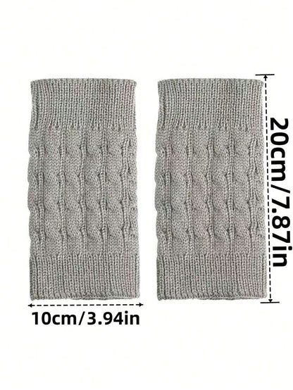 1 par de calentadores de piernas de punto de cable lisos, calentadores de piernas para capas con falda, accesorios de pierna de moda y abrigados