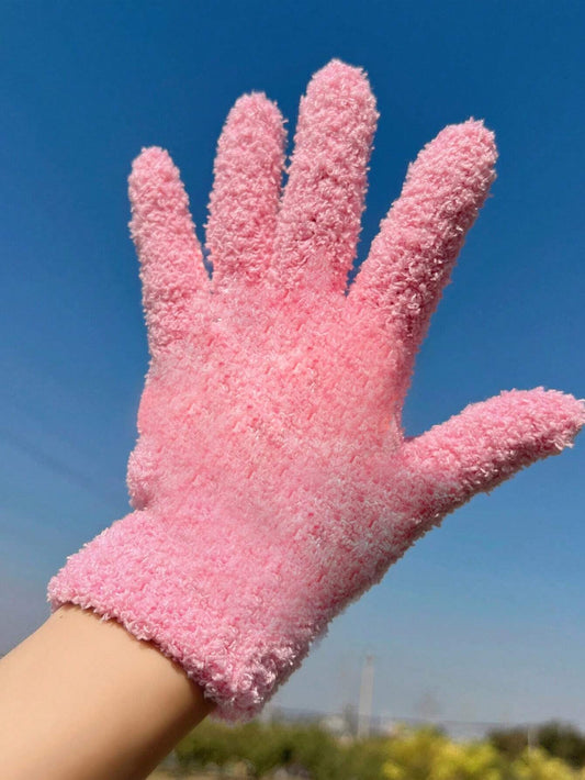 1 par de guantes táctiles color rosa, forrados con forro polar cálido para ciclismo, otoño/invierno