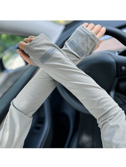 1 par de mangas de brazo sueltas y con malla multicolor para mujer, simples y elegantes, ideales para llevar a diario en el verano y proteger del sol