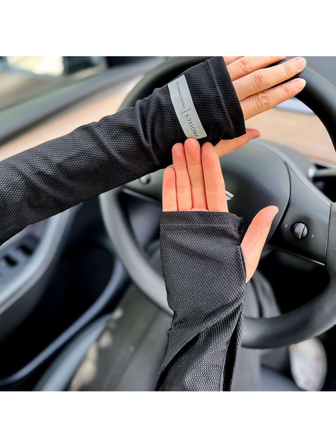 1 par de mangas de brazo sueltas y con malla multicolor para mujer, simples y elegantes, ideales para llevar a diario en el verano y proteger del sol