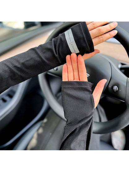 1 par de mangas de brazo sueltas y con malla multicolor para mujer, simples y elegantes, ideales para llevar a diario en el verano y proteger del sol