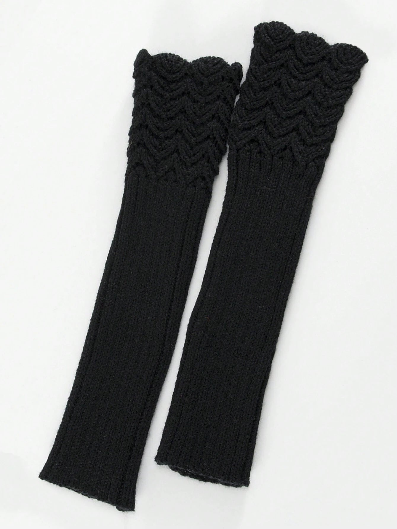 1 par de mangas sin dedos de unicolor con diseño de escamas de peces tejidas para mujer, calentadores de brazos tejidos de longitud media para otoño/invierno