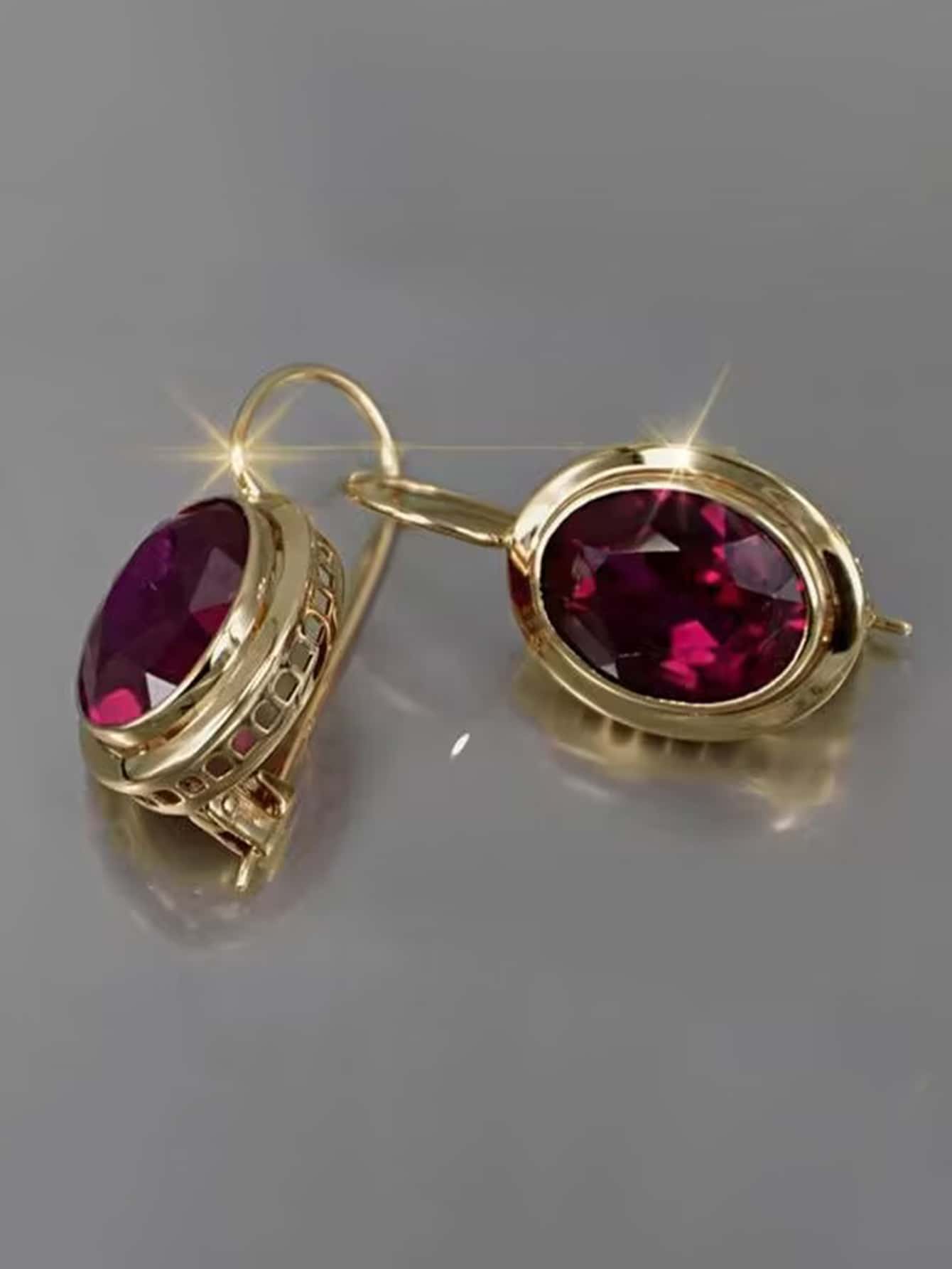 1 par delicado & brillante dorado cristal & rojo zirconia cúbica Pendientes , lujo regalo para mujeres , tener una cita con Decoración de fiestas