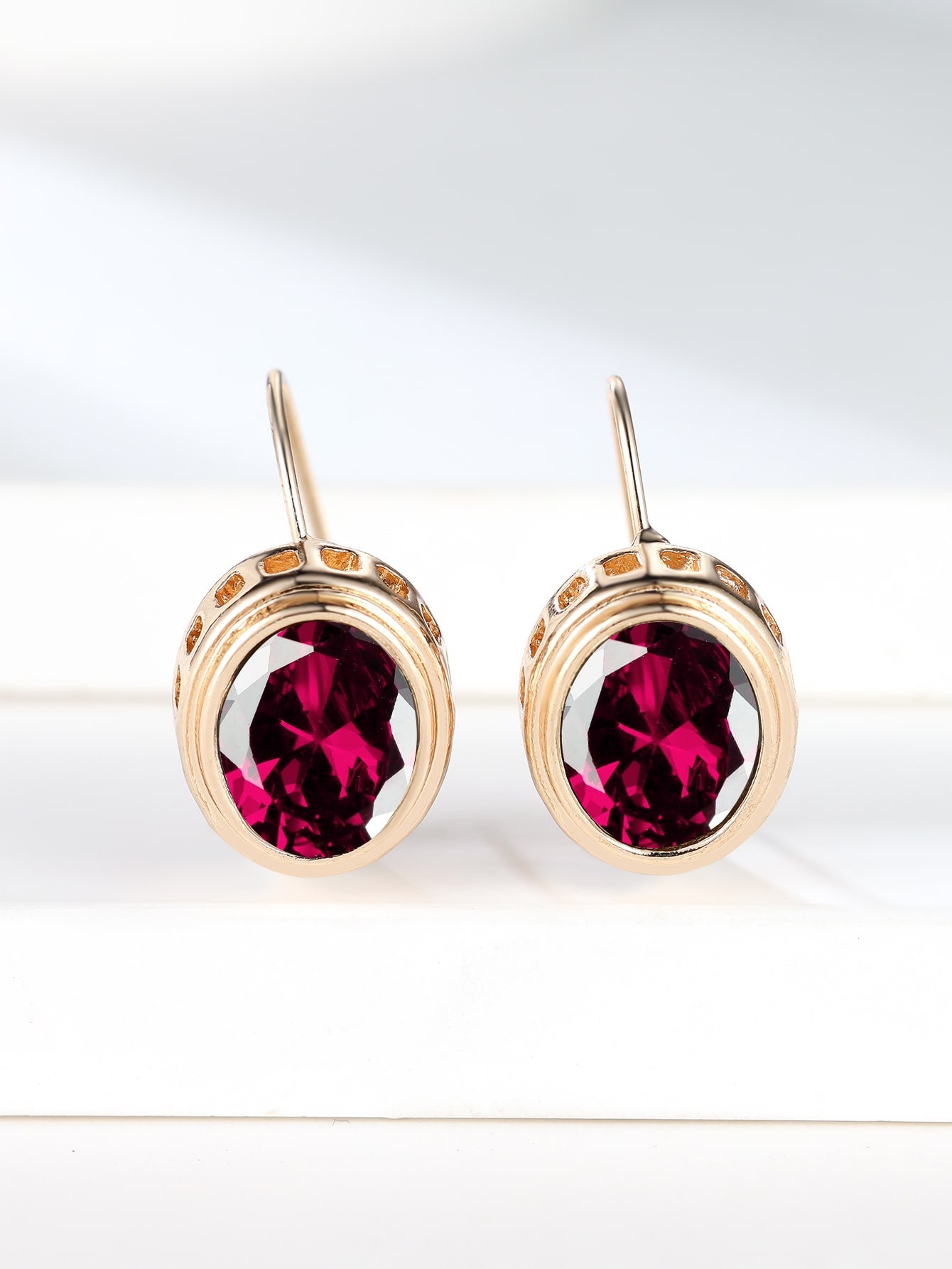 1 par delicado & brillante dorado cristal & rojo zirconia cúbica Pendientes , lujo regalo para mujeres , tener una cita con Decoración de fiestas
