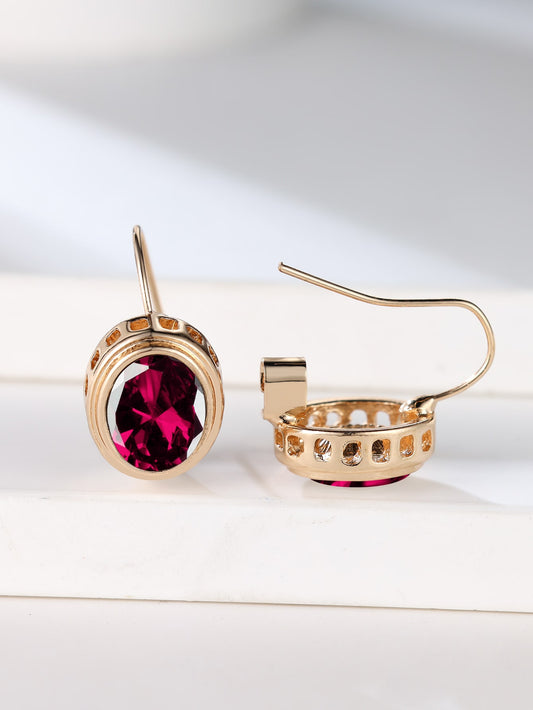 1 par delicado & brillante dorado cristal & rojo zirconia cúbica Pendientes , lujo regalo para mujeres , tener una cita con Decoración de fiestas