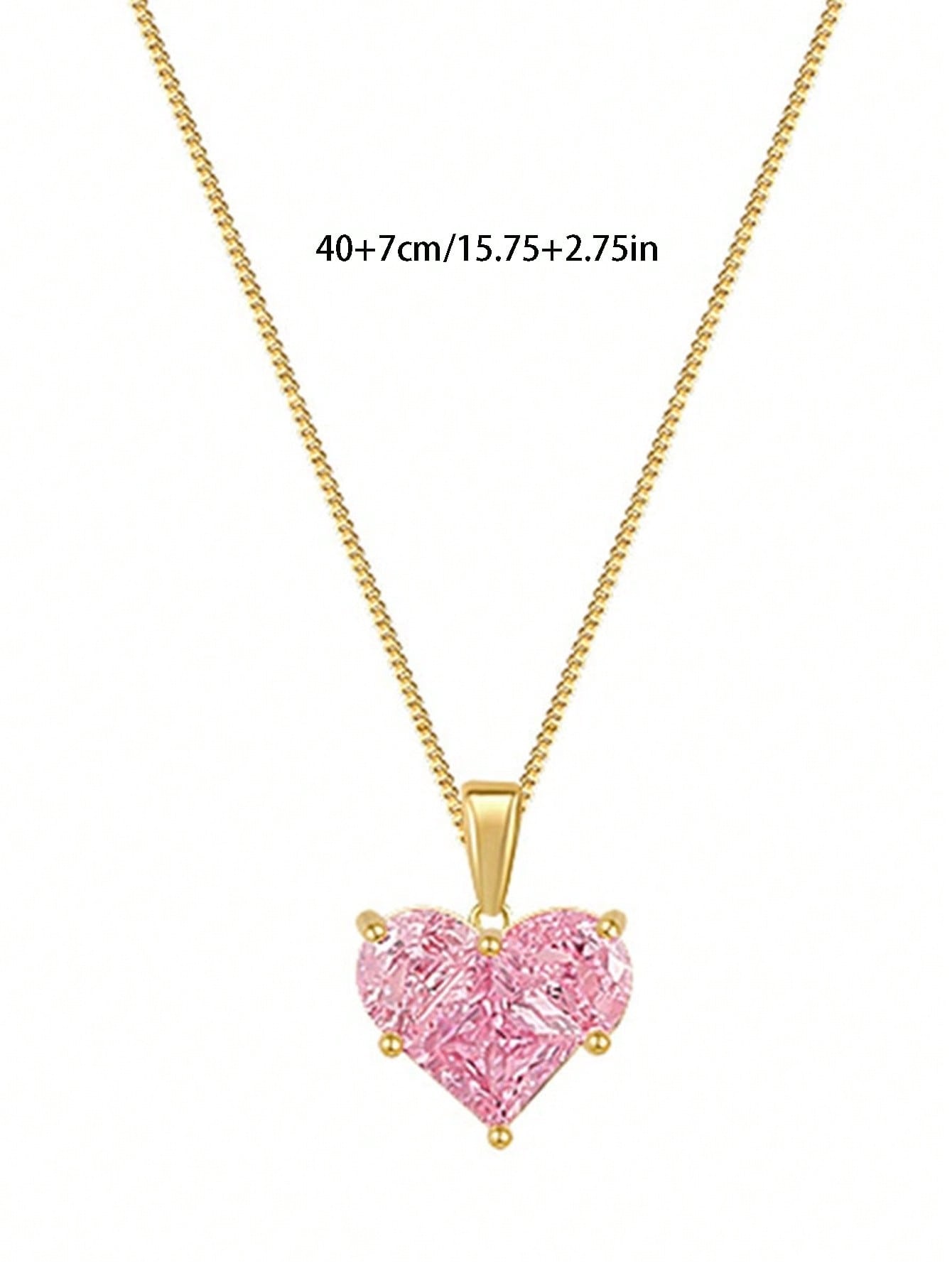 1 pieza/2 piezas Collar con colgante de corazón decorado con cristal, accesorio de joyería elegante y de moda adecuado para mujeres y niñas, regalo ideal