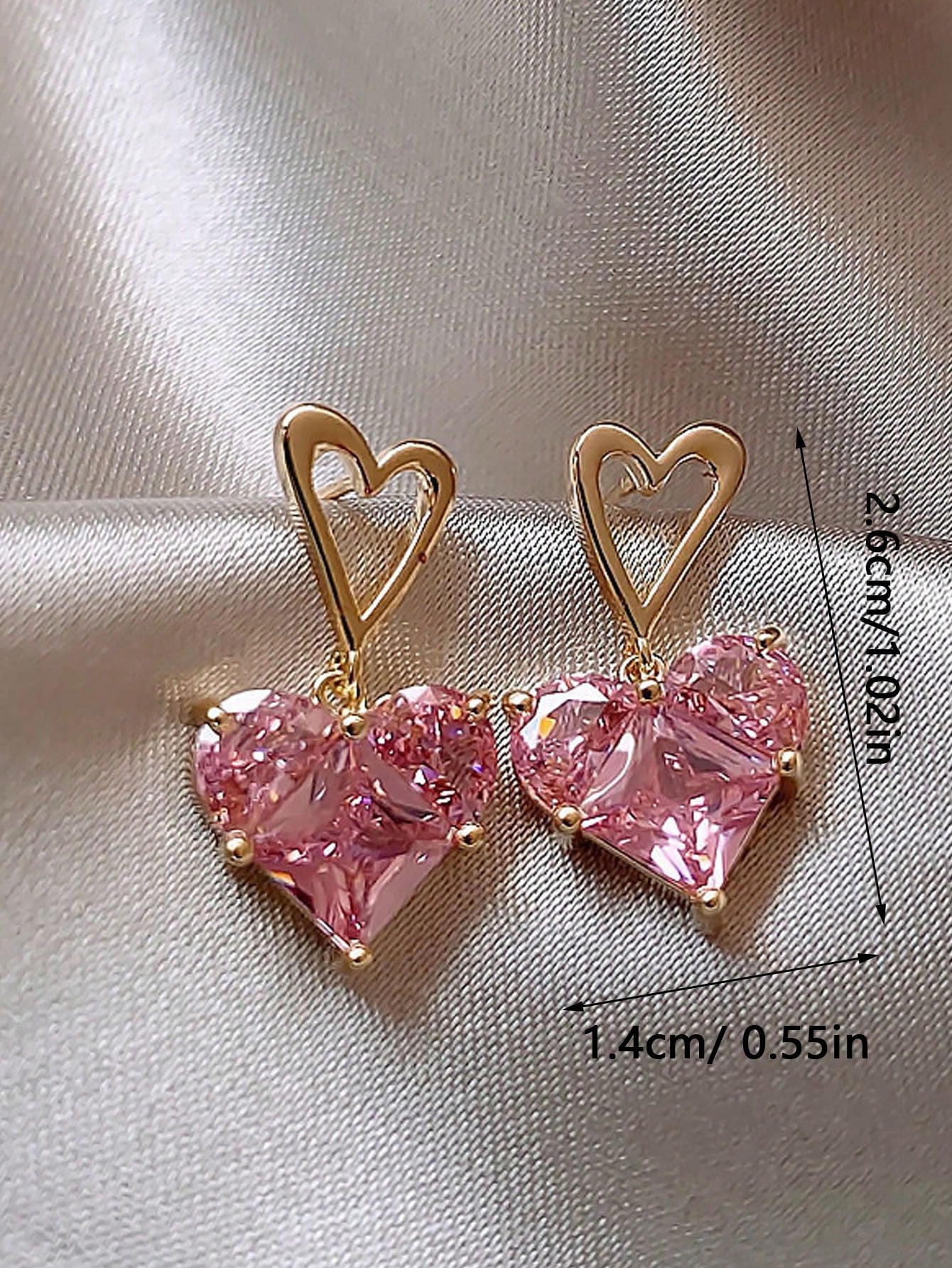 1 pieza/2 piezas Collar con colgante de corazón decorado con cristal, accesorio de joyería elegante y de moda adecuado para mujeres y niñas, regalo ideal