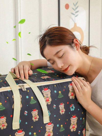 1 pieza Bolsa de almacenamiento de tela Oxford grande, bolso de mano para estudiantes, bolsa de embalaje para mudanzas, bolsa de almacenamiento de ropa a prueba de humedad, bolsa de almacenamiento de ropa portátil de tela no tejida