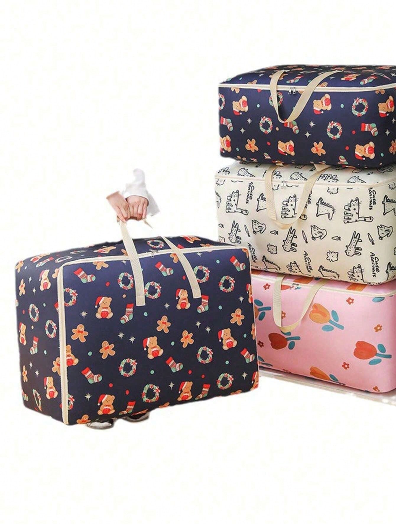 1 pieza Bolsa de almacenamiento de tela Oxford grande, bolso de mano para estudiantes, bolsa de embalaje para mudanzas, bolsa de almacenamiento de ropa a prueba de humedad, bolsa de almacenamiento de ropa portátil de tela no tejida