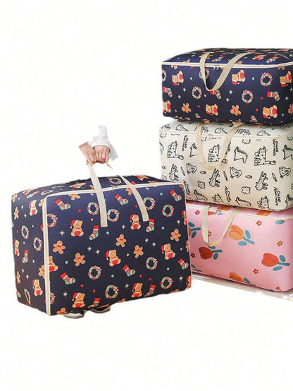 1 pieza Bolsa de almacenamiento de tela Oxford grande, bolso de mano para estudiantes, bolsa de embalaje para mudanzas, bolsa de almacenamiento de ropa a prueba de humedad, bolsa de almacenamiento de ropa portátil de tela no tejida