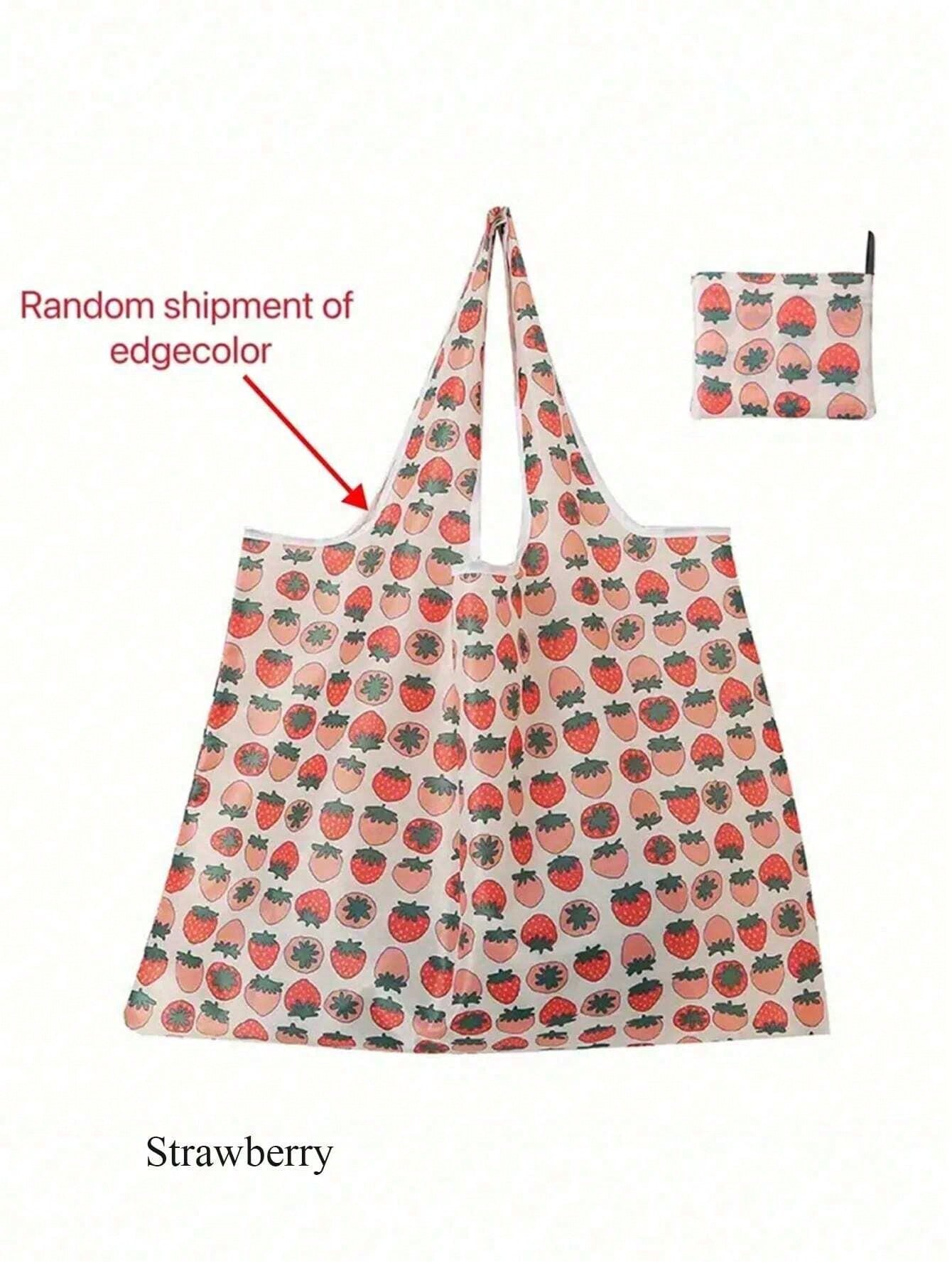 1 pieza Bolsa de compras plegable grande y portátil con diseño de dibujos animados, bolsa de tote de gran capacidad
