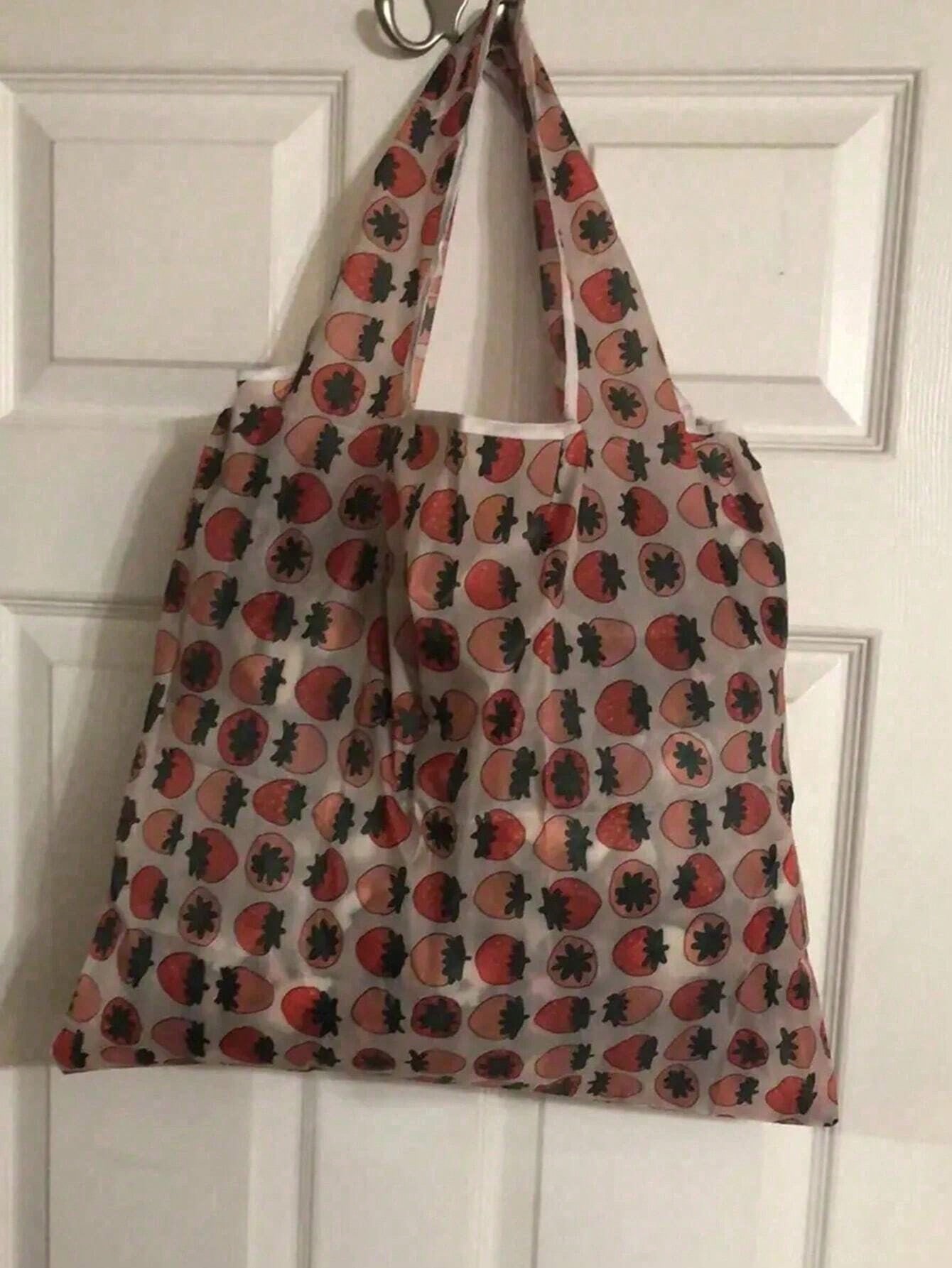 1 pieza Bolsa de compras plegable grande y portátil con diseño de dibujos animados, bolsa de tote de gran capacidad