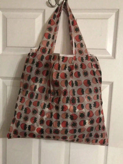 1 pieza Bolsa de compras plegable grande y portátil con diseño de dibujos animados, bolsa de tote de gran capacidad