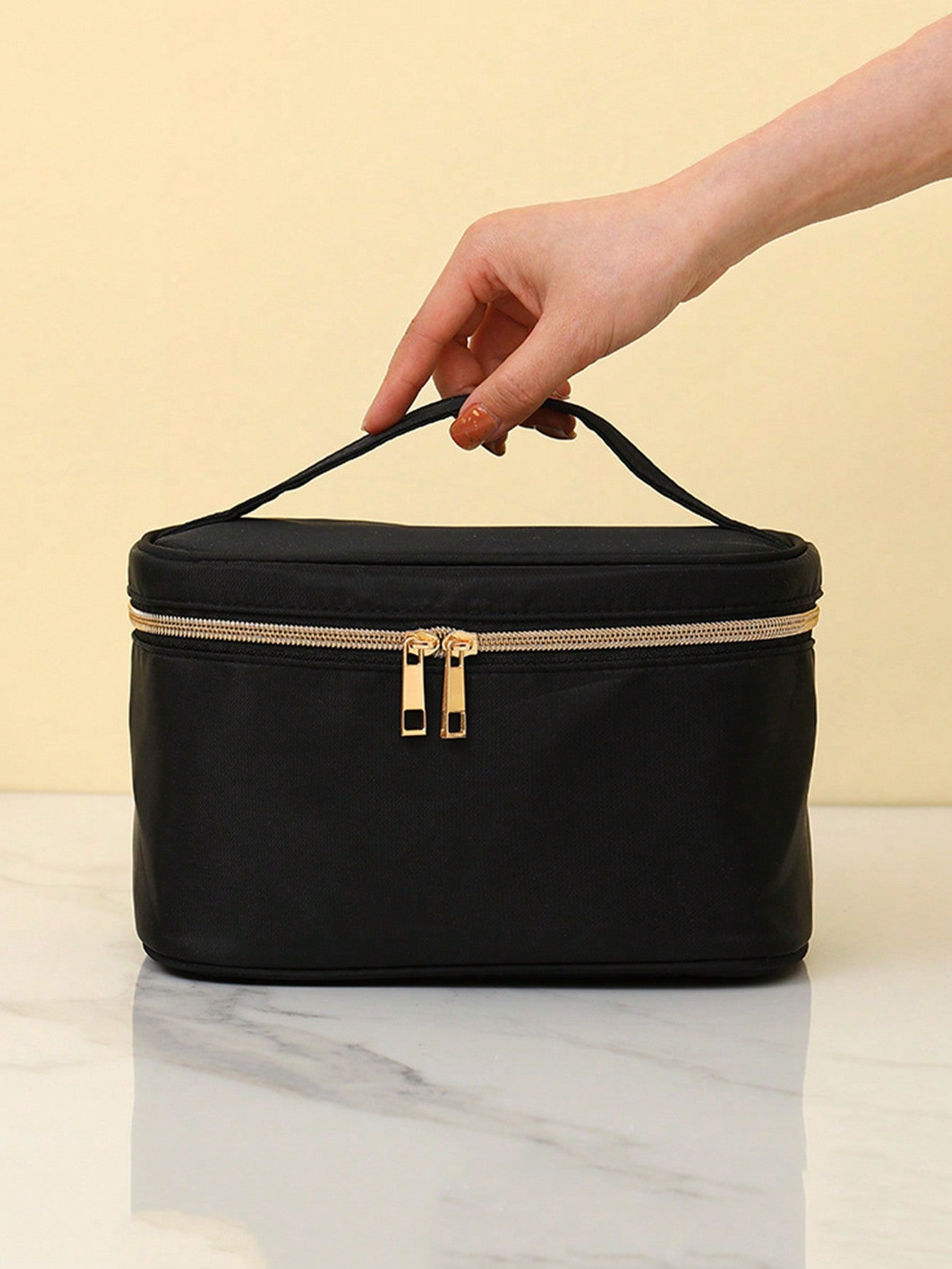 1 pieza Bolsa de cosméticos de gran capacidad, bolsa de almacenamiento de viaje multifunción, bolsa de lavado portátil impermeable con asa, bolsa de cosméticos