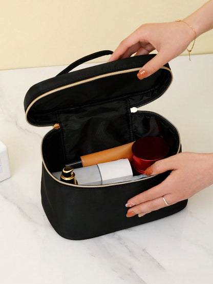1 pieza Bolsa de cosméticos de gran capacidad, bolsa de almacenamiento de viaje multifunción, bolsa de lavado portátil impermeable con asa, bolsa de cosméticos