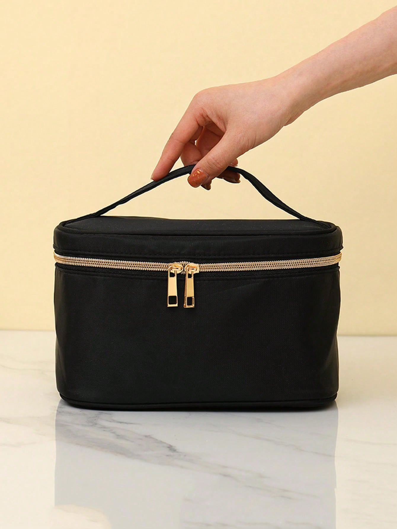 1 pieza Bolsa de cosméticos de gran capacidad, bolsa de almacenamiento de viaje multifunción, bolsa de lavado portátil impermeable con asa, bolsa de cosméticos