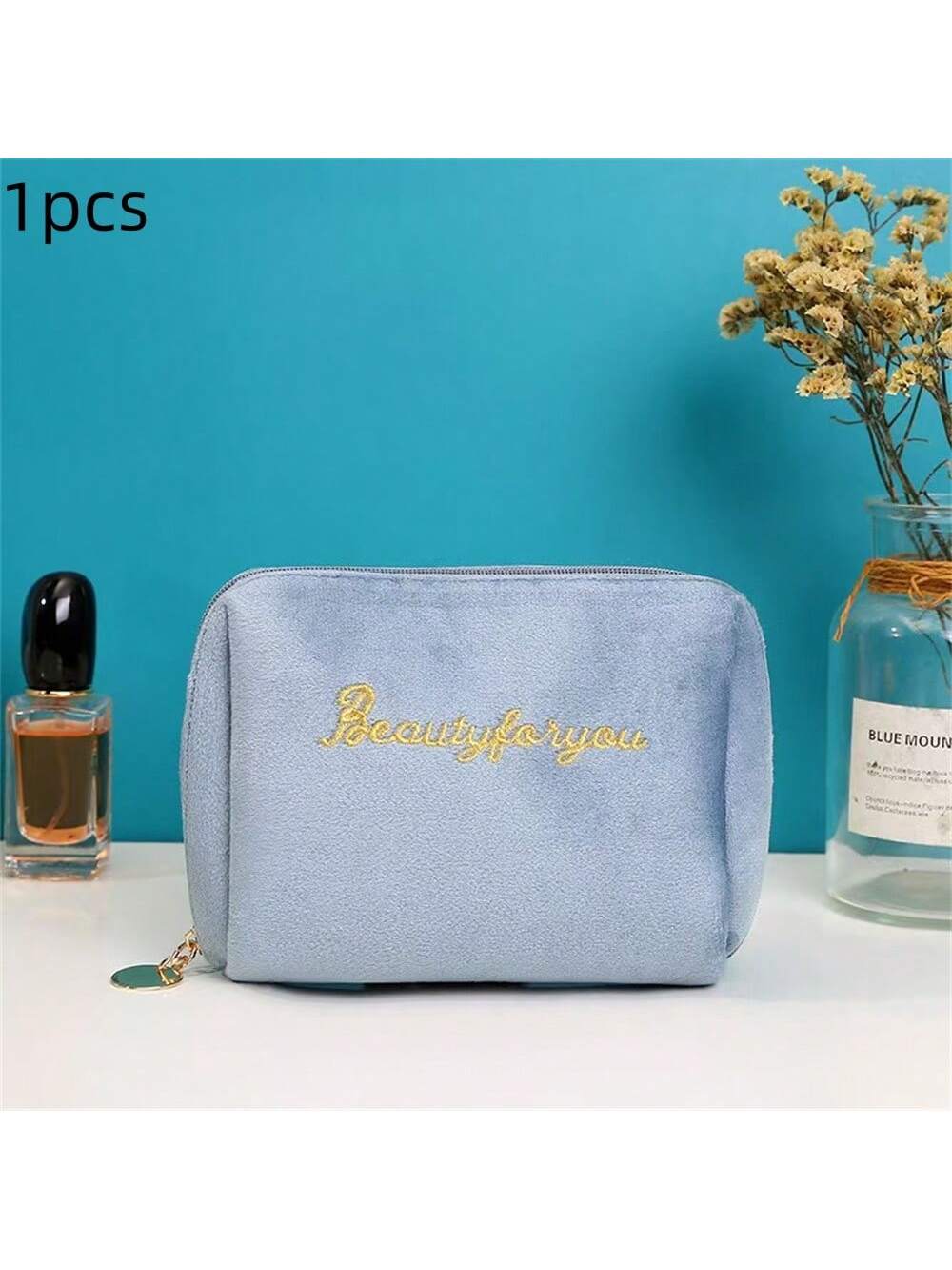 1 pieza Bolsa de cosméticos de gran capacidad, estuche cilíndrico para lápiz labial, organizador de maquillaje portátil
