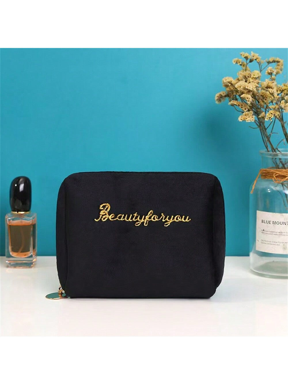 1 pieza Bolsa de cosméticos de gran capacidad, estuche cilíndrico para lápiz labial, organizador de maquillaje portátil