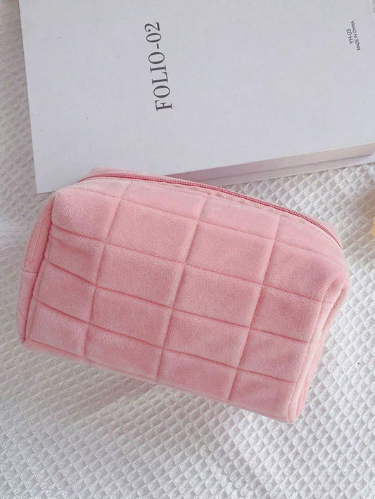 1 pieza Bolsa de maquillaje de viaje linda y suave, 1 pieza Bolsa de aseo ligera de gran capacidad, bolsa de baño y ducha multifuncional, organizador de cosméticos, bolso lindo, billetera, estuche portátil con cierre de cremallera para lápiz labial