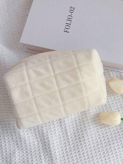1 pieza Bolsa de maquillaje de viaje linda y suave, 1 pieza Bolsa de aseo ligera de gran capacidad, bolsa de baño y ducha multifuncional, organizador de cosméticos, bolso lindo, billetera, estuche portátil con cierre de cremallera para lápiz labial