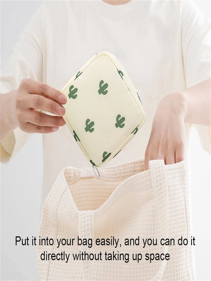 1 pieza Bolsa portátil de almacenamiento de toallas sanitarias para viaje, bolsa de maquillaje, bolsa de cosméticos, organizador de vacaciones, organizador de maquillaje de gran capacidad, estuche de maquillaje, para lápiz labial, pincel