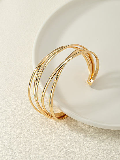 1 pieza Brazalete de varios niveles con diseño hueco y tono plateado, estilo vintage unisex, regalo de moda para uso casual, de fiesta o de vacaciones