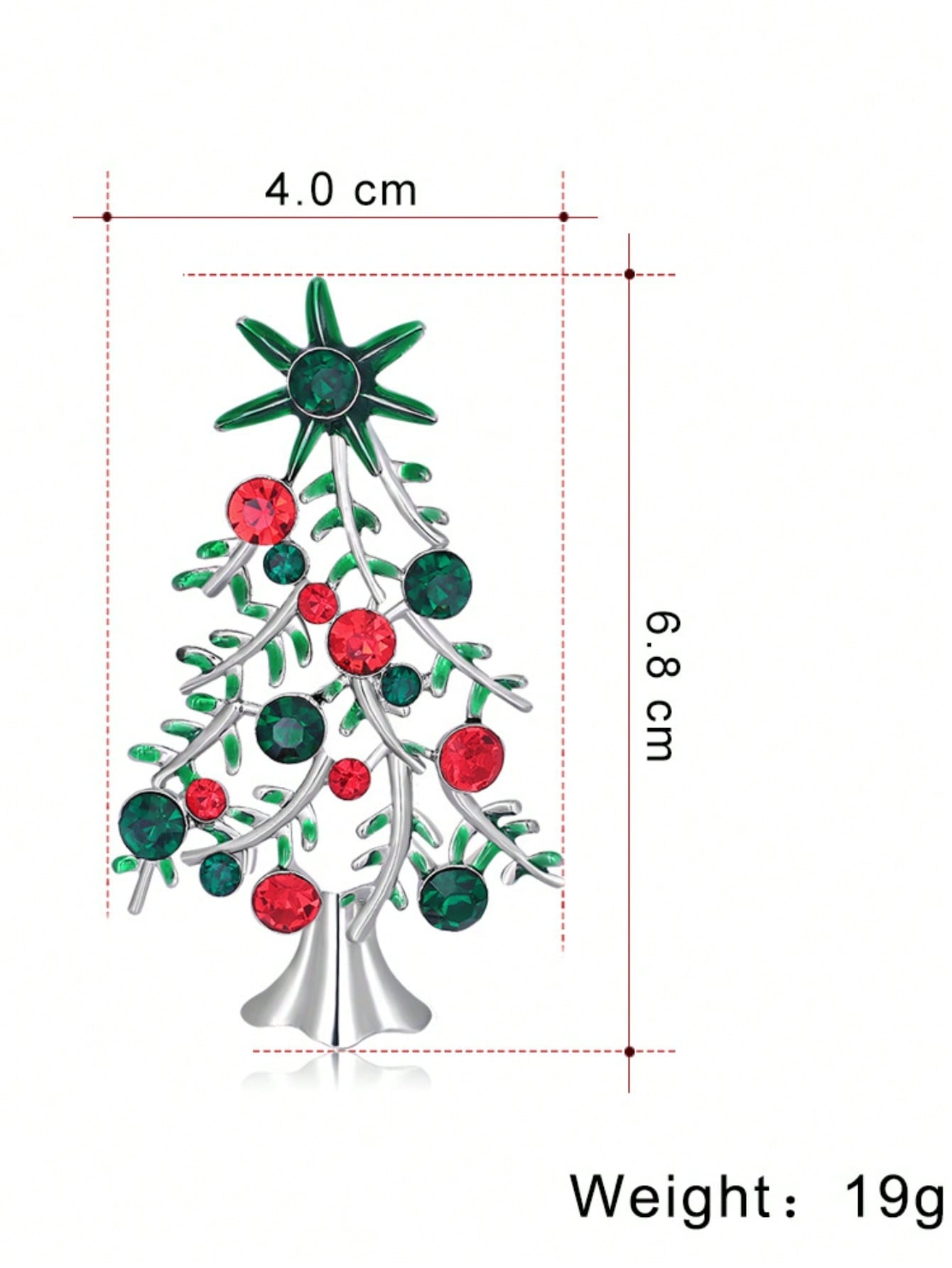 1 pieza Broche de Navidad, broche de árbol de Navidad con diamante de cristal incrustado de moda, accesorio de joyería de aleación navideña