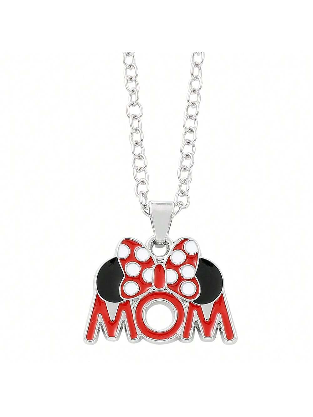 1 pieza Collar colgante de joyería de moda para damas con colgante de la letra "MOM" y de Disney Animation Mickey Mouse Minnie Mouse