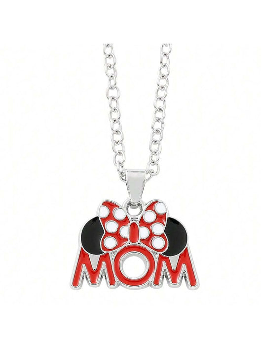 1 pieza Collar colgante de joyería de moda para damas con colgante de la letra "MOM" y de Disney Animation Mickey Mouse Minnie Mouse