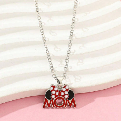 1 pieza Collar colgante de joyería de moda para damas con colgante de la letra "MOM" y de Disney Animation Mickey Mouse Minnie Mouse