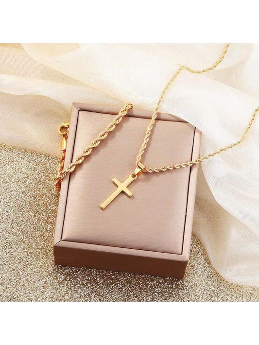 1 pieza Collar con colgante de cruz de moda | Diseño clásico | Adecuado para uso diario, fiestas y regalos | Elección perfecta para esa ella especial