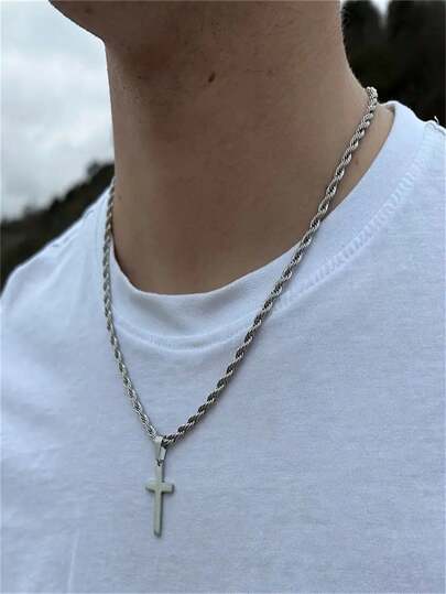 1 pieza Collar con colgante de cruz de moda | Diseño clásico | Adecuado para uso diario, fiestas y regalos | Elección perfecta para esa ella especial