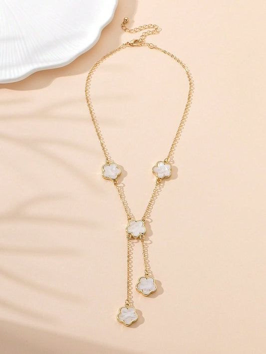 1 pieza Collar de Mujer con Colgante de Flor Dulce y Encantadora de Estilo de Baile de Fiesta de Metal, Regalo para Citas
